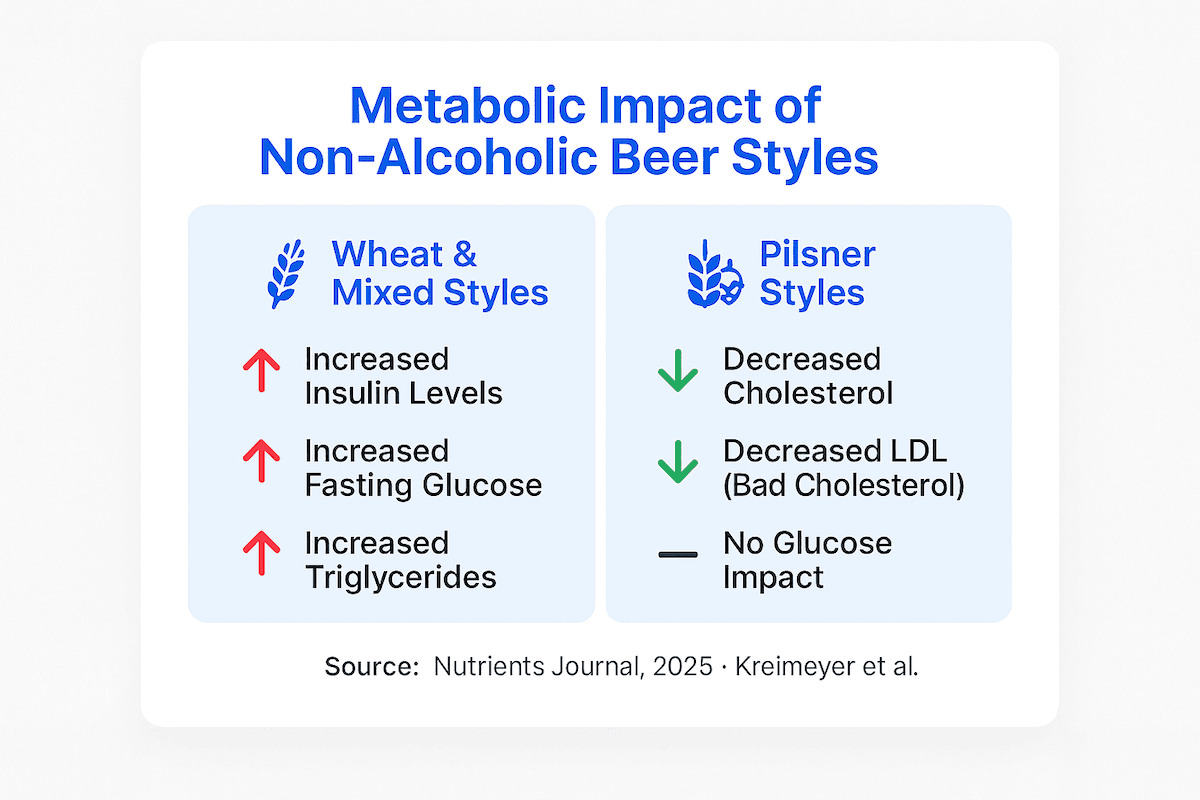 Metabolic impact infographic showing different NA beer styles