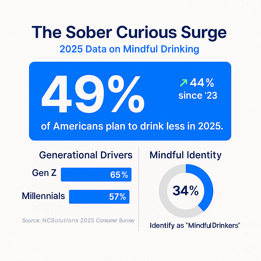 The Sober Curious Surge 2025 data infographic