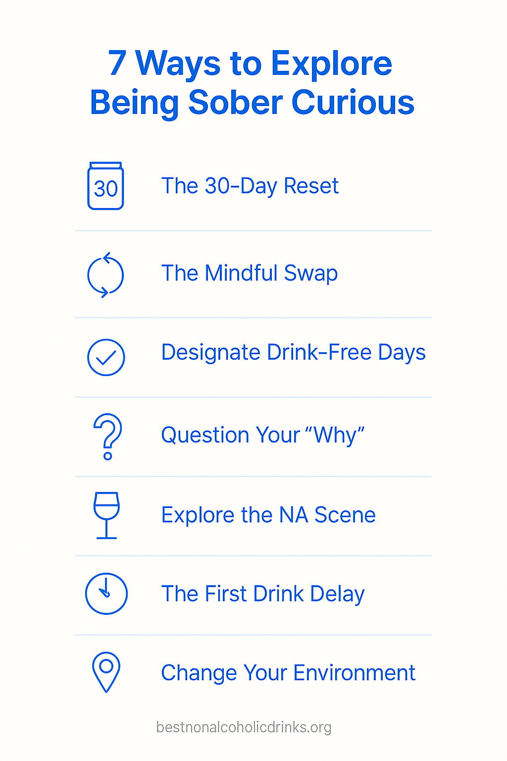 7 ways to explore being sober curious infographic