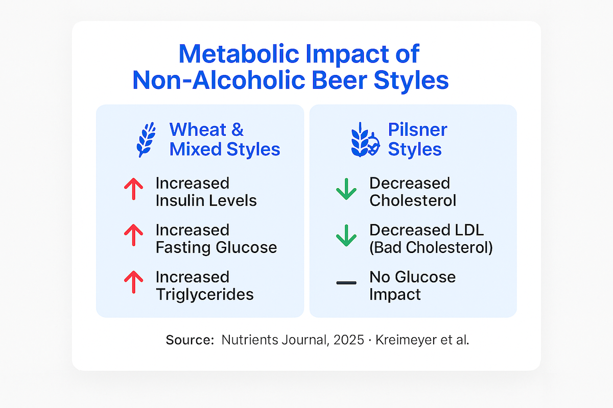 Metabolic impact infographic showing different NA beer styles