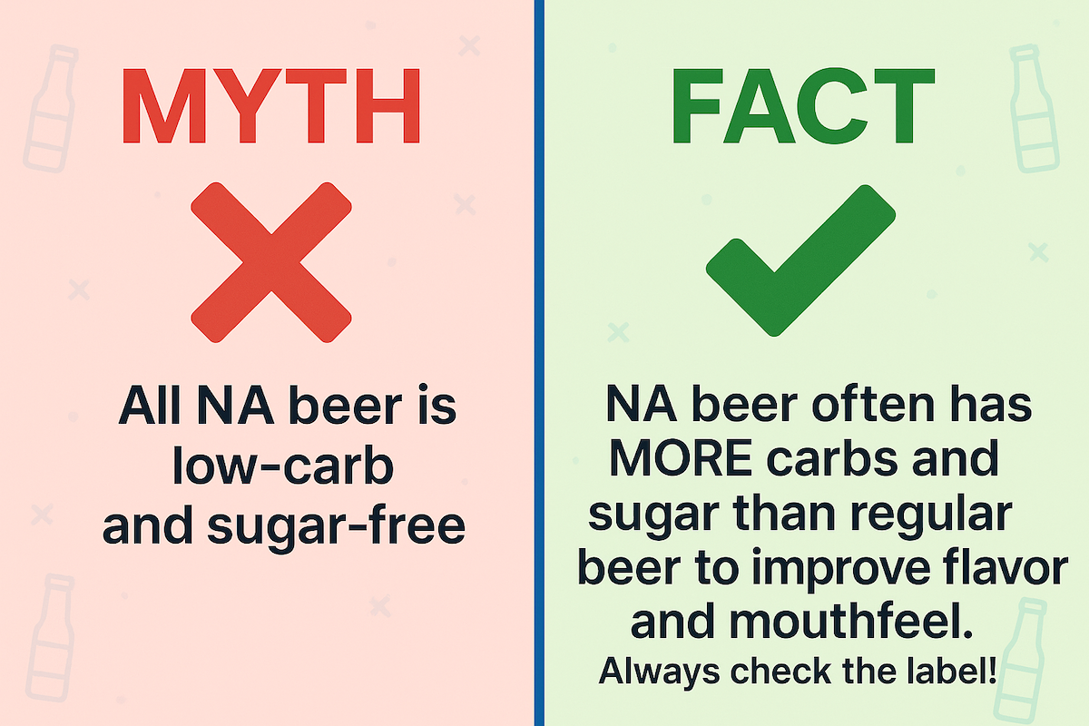 Myth vs Fact graphic about NA beer carbs