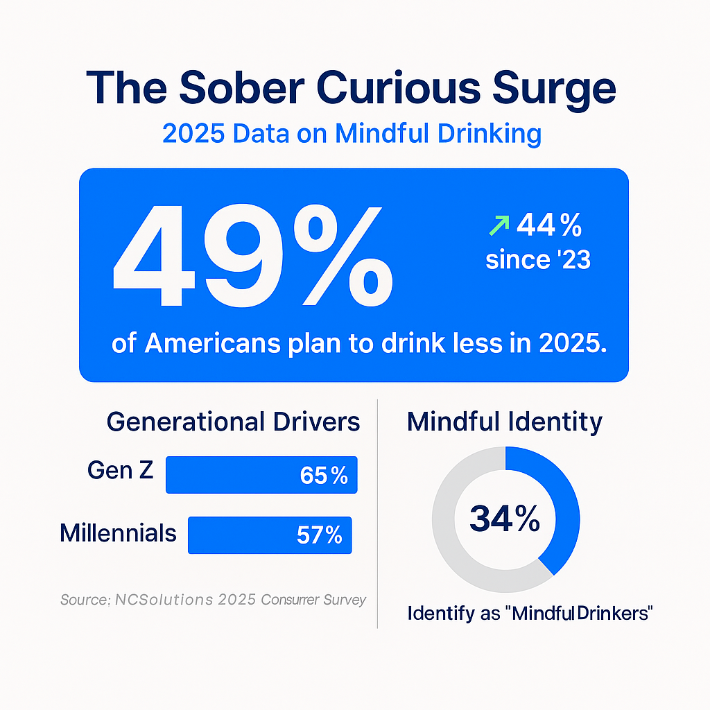The Sober Curious Surge 2025 data infographic